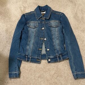 Cache Blue Jean Jacket with Animal Print Interior